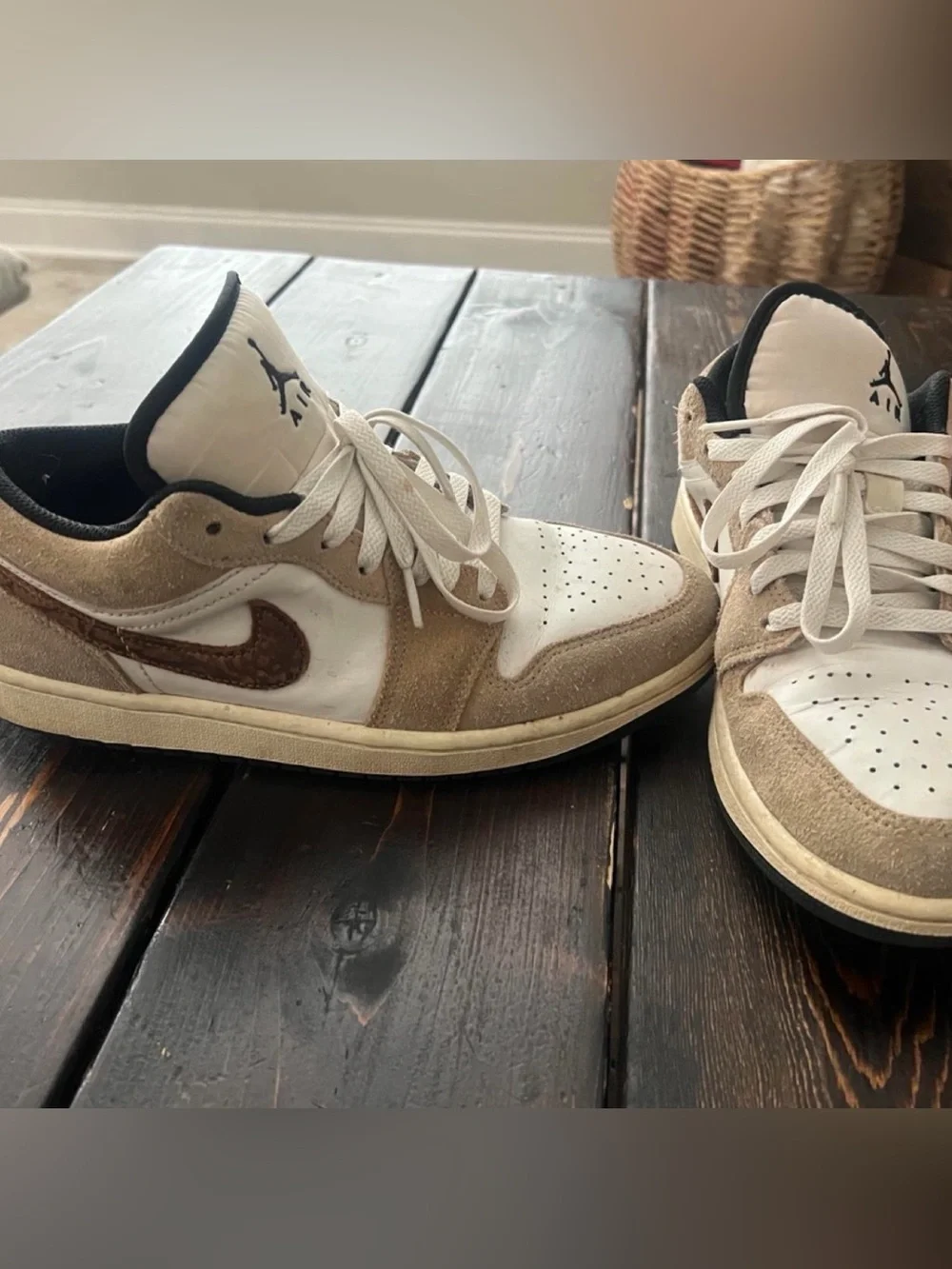 Jordan Low Top Sneakers - White, Beige & Brown
